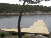 Hengebrygge 5 x 2,5m, platting på land og flytebrygge